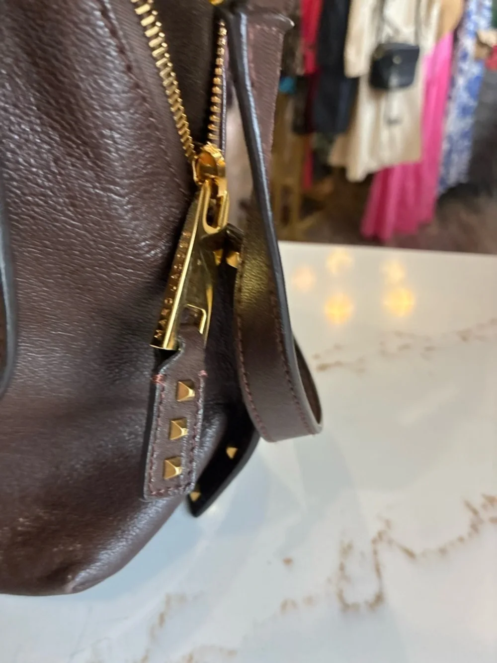 Marc Jacob’s paradise Baxter Brown Leather Shoulder Bag Gold Hardware